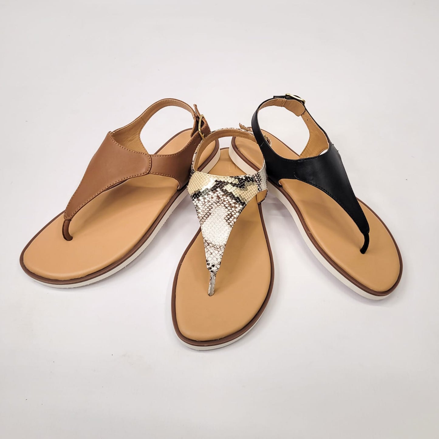 Gia leather tan toe thong sandal