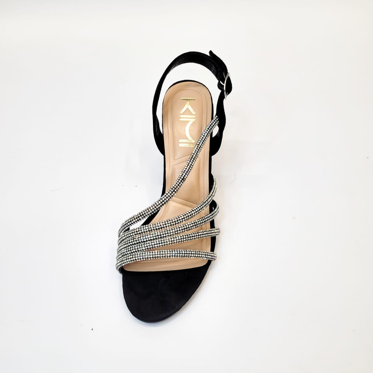 Kimi black strappy diamante slingback heel