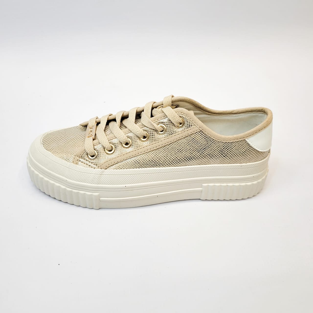 Savoy gold lace up platform sneaker