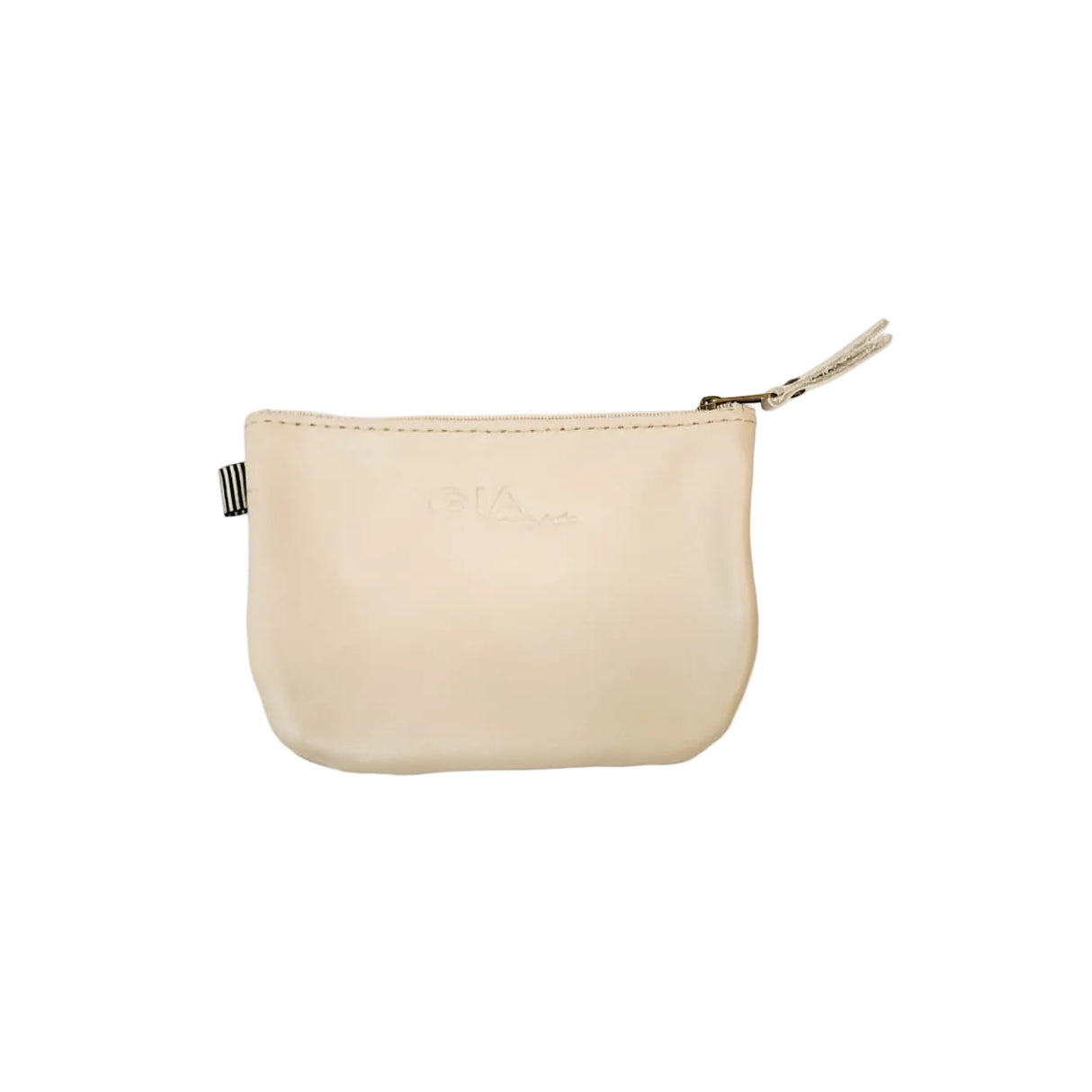 Gia Leather Taupe Coin Purse With Flower Lazer Print – side view