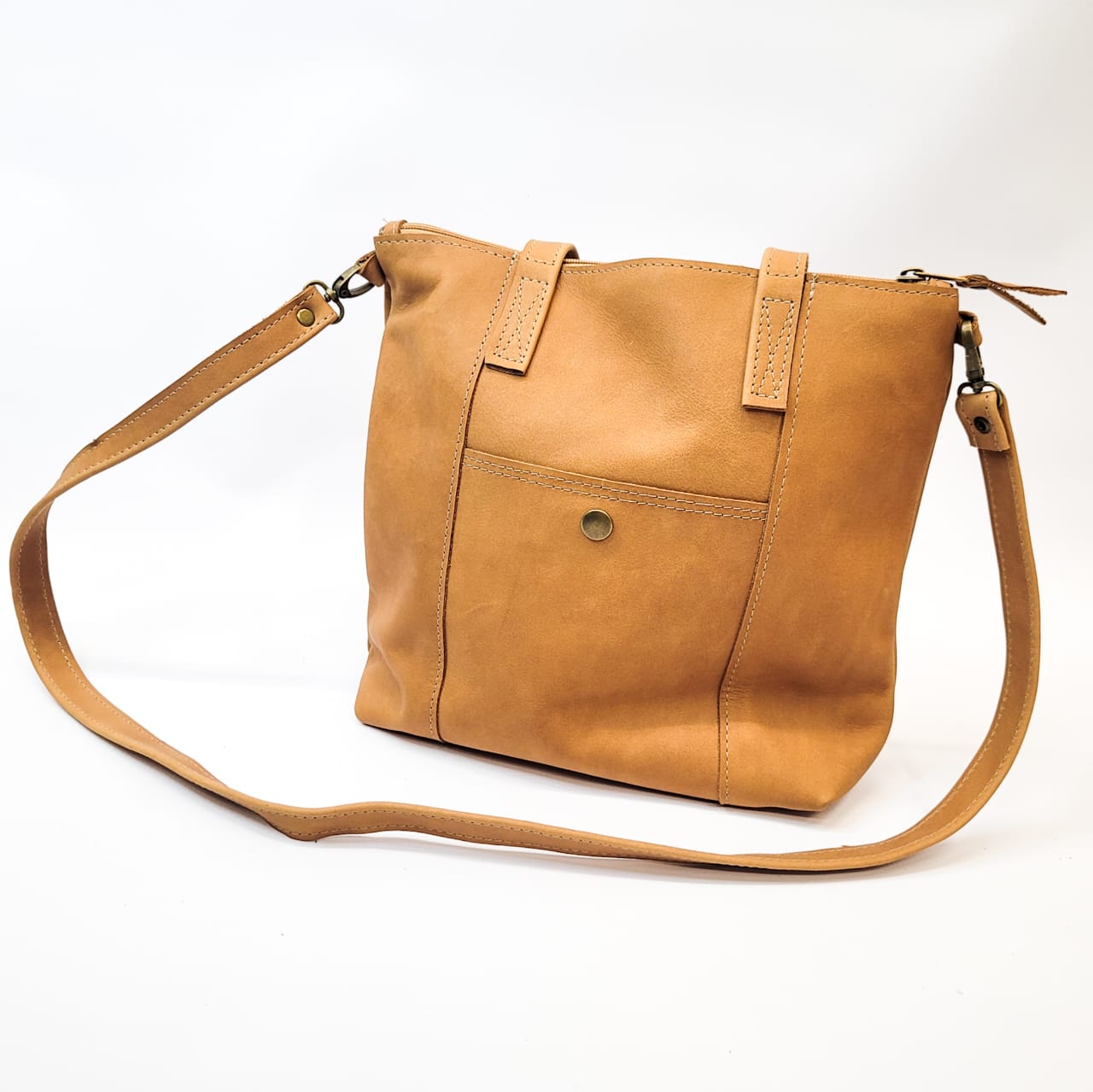 Gia leather tan panal tote