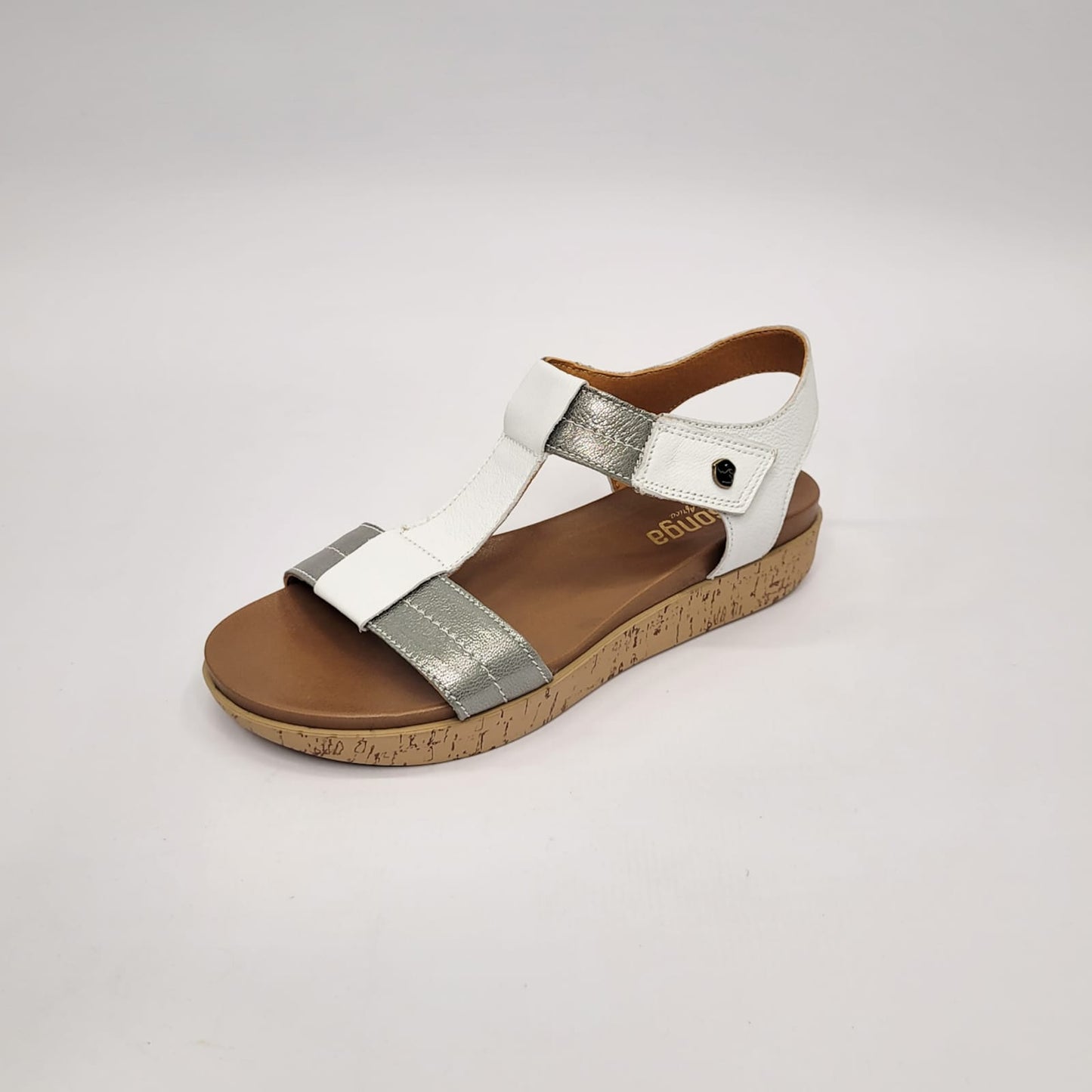 Tsonga white/silver T-bar sandal