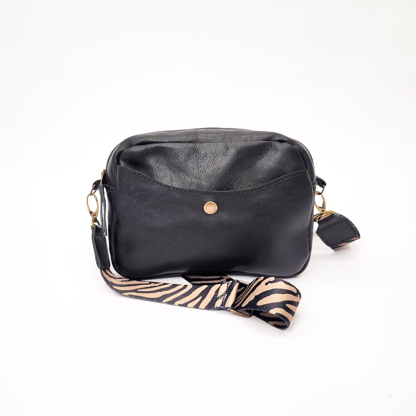 Gia leather black camera crossbody bag