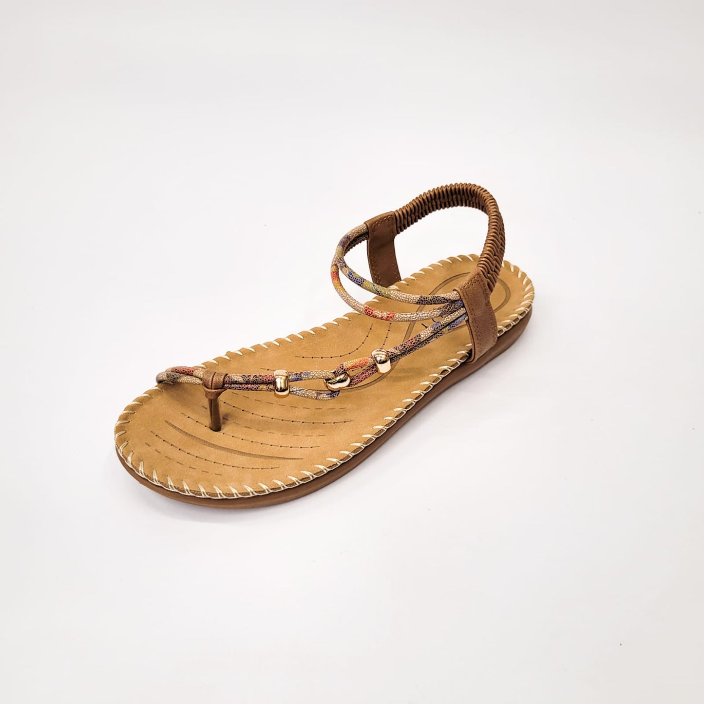 Savoy camel side strap elasticated slingback sandal