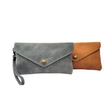 Gia Leather Blue Envelop Purse – front view