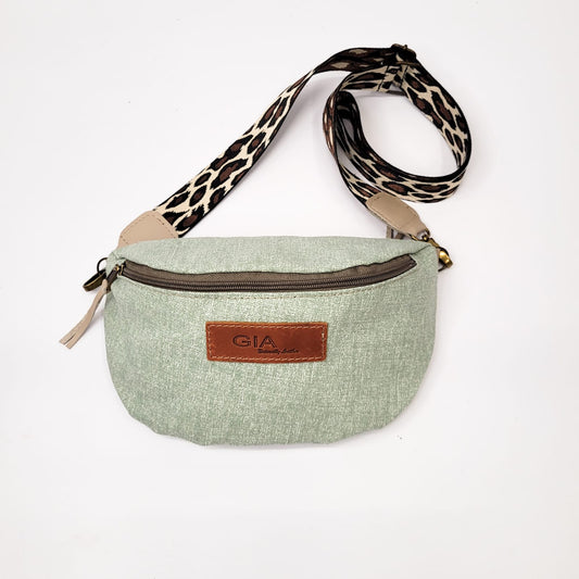 Gia sage canvas fabric moonbag