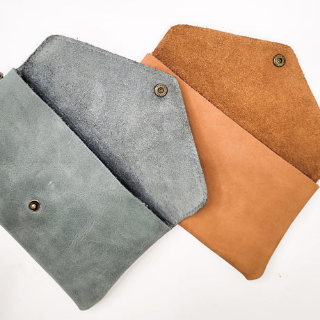 Gia Leather Blue Envelop Purse – detail shot