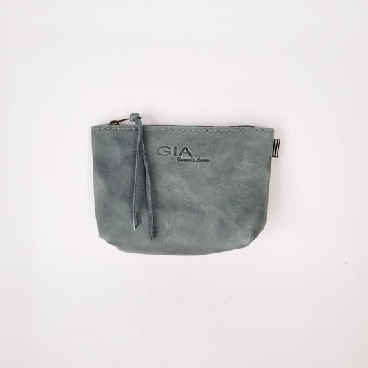 Gia leather denim blue sandy purse