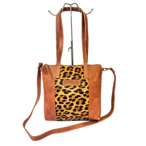 Gia Leather Tan/leopard Tote Bag – product image 1