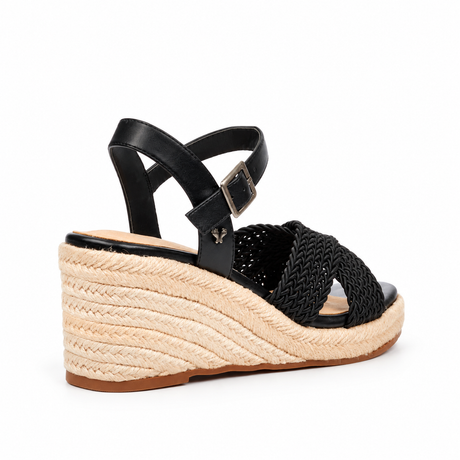 Butterfly Feet Escada 2 Wedge - Black, outer rear three-quarter view