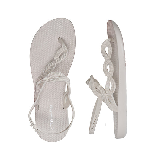 Cheeky beige BRAIDED TOE POST sandal