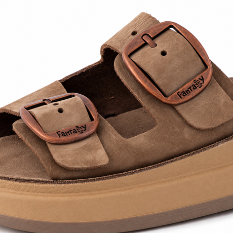 Fantasy Sandals Zefi Sandal - Brown - buckle detail view