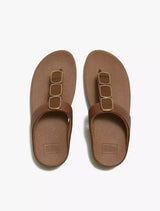Fitflop Lulu Glossy Button Toe-Post Sandals - Deep Tan