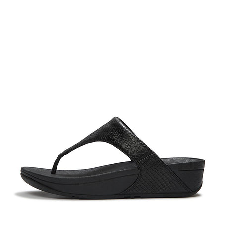 Fitflop Lulu Snake Toe-Post Sandals - Black - side view