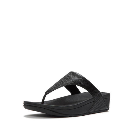 Fitflop Lulu Snake Toe-Post Sandals - Black - angled view