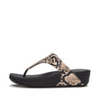 Fitflop Lulu Snake Toe-Post Sandals - Hazy Taupe/Black - side view