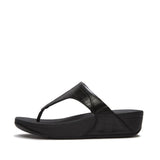 Fitflop Lulu Crocodile Toe-Post Sandals - Black - side view