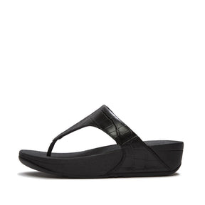 Fitflop Lulu Crocodile Toe-Post Sandals - Black - side view
