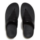 Fitflop Lulu Crocodile Toe-Post Sandals - Black - overhead view
