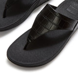 Fitflop Lulu Crocodile Toe-Post Sandals - Black - detail view