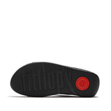 Fitflop Lulu Snake Leather Slides - Black - sole view