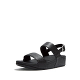 Fitflop Lulu Snake Leather Back-Strap Sandals - Black - angled view