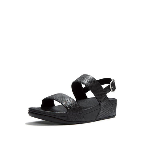 Fitflop Lulu Snake Leather Back-Strap Sandals - Black - angled view