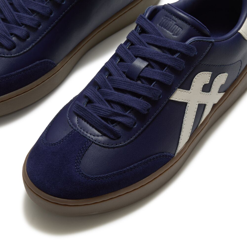 Fitflop THE DASH T-Toe Leather Sneakers - Midnight Navy/Urban White