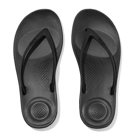 Fitflop Iqushion Ergonomic Flip-flops - All Black, overhead view