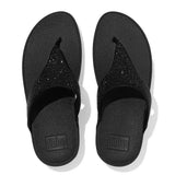 Fitflop Lulu Crystal Embellished Toe-Post Sandals - Black - overhead view
