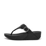 Fitflop Lulu Adjustable Leather Toe-Post Sandals - Black - side view