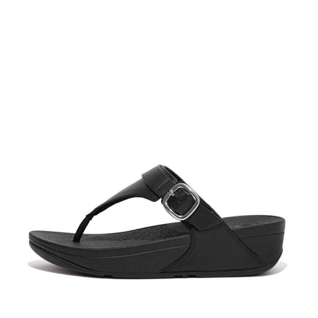 Fitflop Lulu Adjustable Leather Toe-Post Sandals - Black - side view