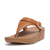 Fitflop Lulu Adjustable Leather Toe-Post Sandals - Light Tan - angled view