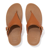 Fitflop Lulu Adjustable Leather Toe-Post Sandals - Light Tan - overhead view