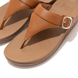 Fitflop Lulu Adjustable Leather Toe-Post Sandals - Light Tan - detail view