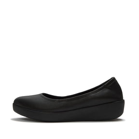 Fitflop Flowform Leather Ballerina - All Black, view 1