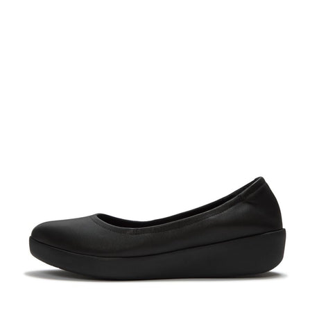 Fitflop Flowform Leather Ballerina - All Black, view 1