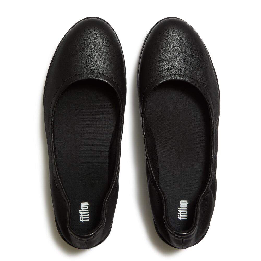 Fitflop Flowform Leather Ballerina - All Black, view 2