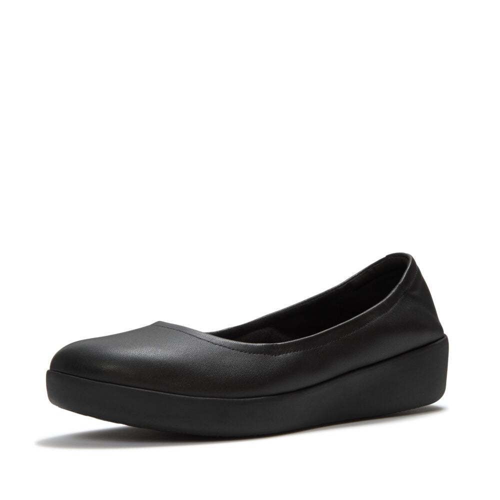 Fitflop Flowform Leather Ballerina - All Black, view 4