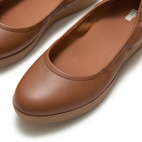 Fitflop Flowform Leather Ballerina - Light Tan, view 3