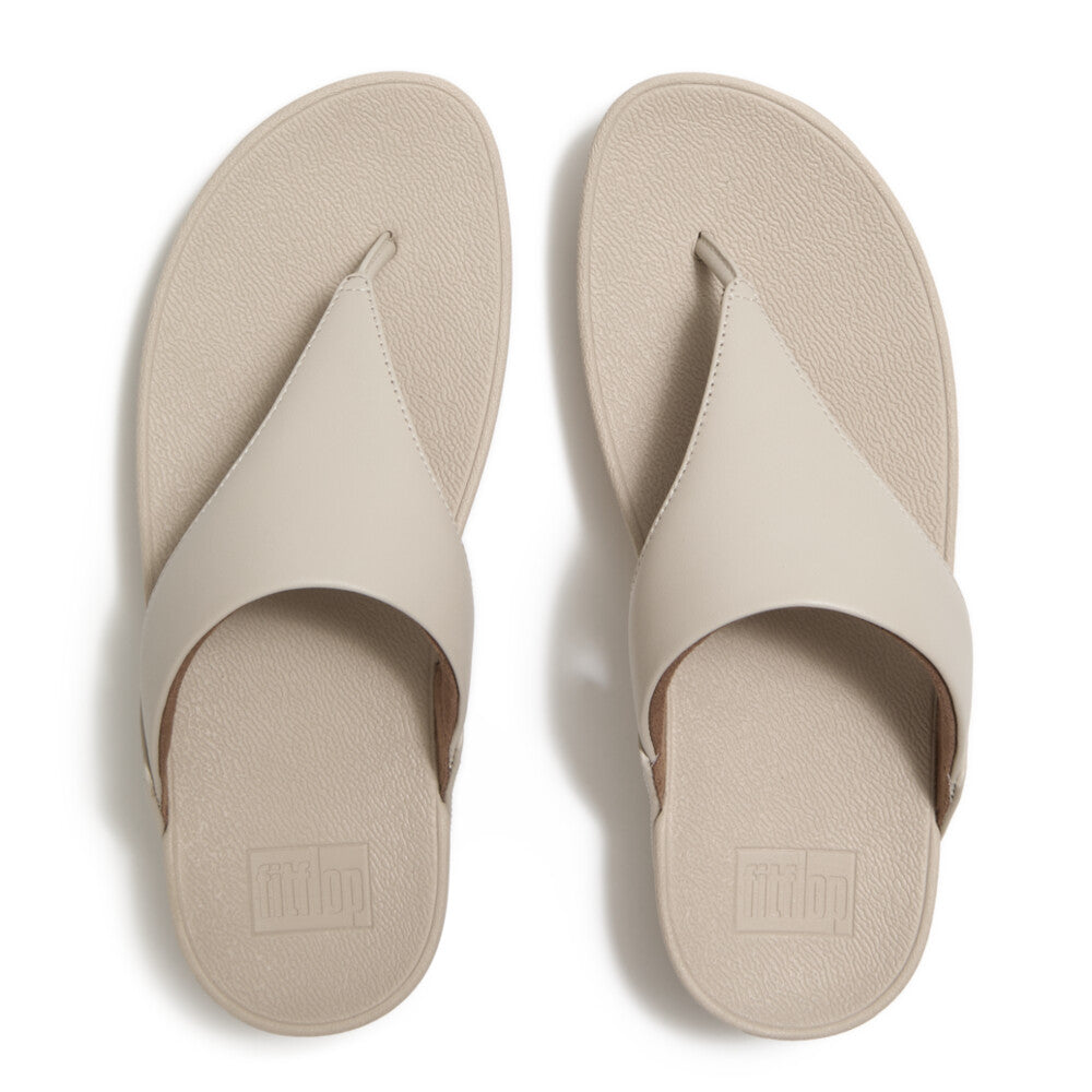 Fitflop Lulu Leather Toe-Post Sandals - Hazy Taupe - overhead view