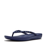 Fitflop Iqushion Multi-Crystal Ergonomic Flip-flops - Nightfall Blue, angled view