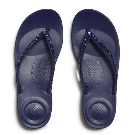 Fitflop Iqushion Multi-Crystal Ergonomic Flip-flops - Nightfall Blue, overhead view