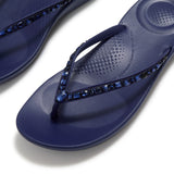 Fitflop Iqushion Multi-Crystal Ergonomic Flip-flops - Nightfall Blue, crystal strap detail