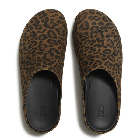 Fitflop Shuv Suede Leopard Mules - Tan/Black