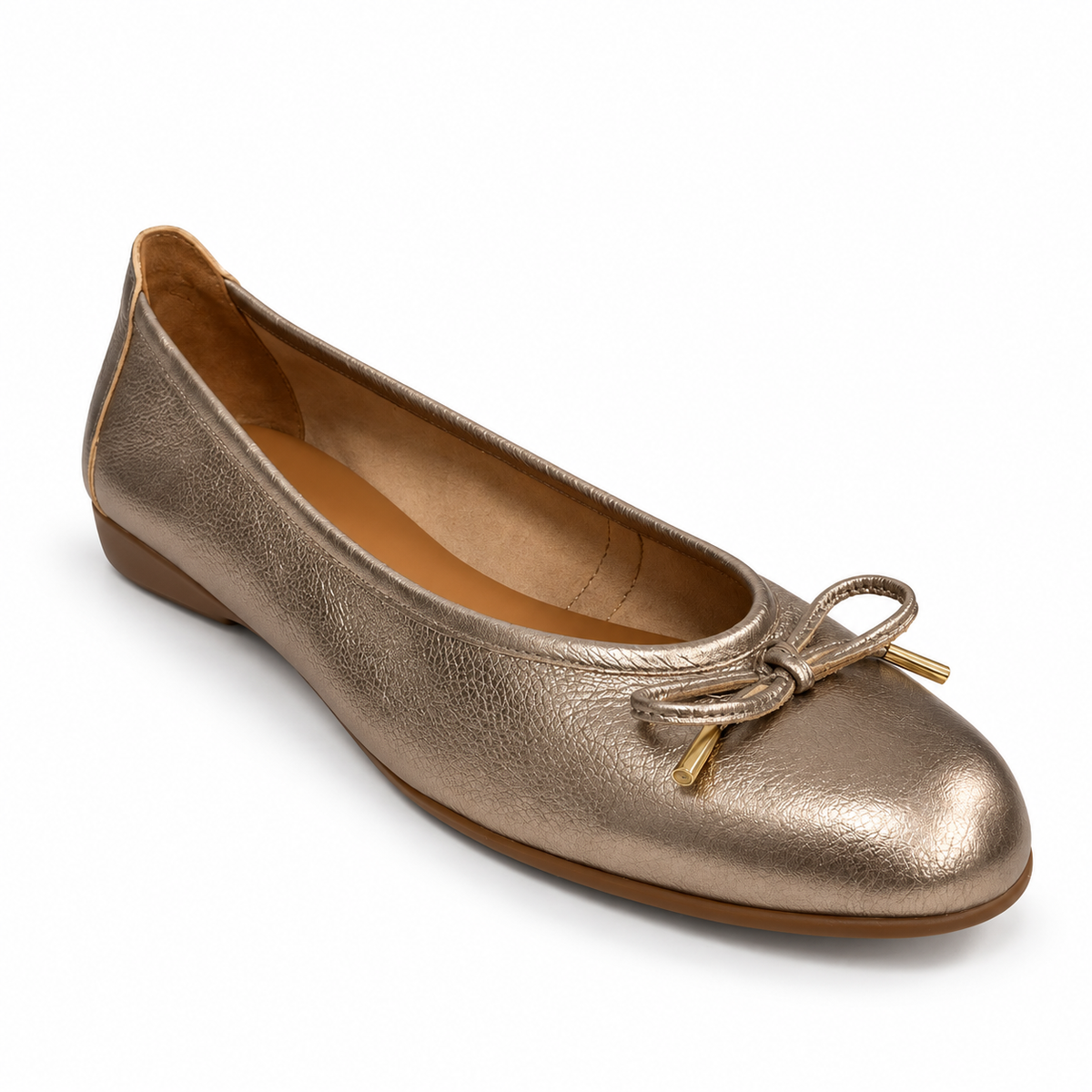 GIA Metallic Champagne Bow Leather Pump three-quarter view