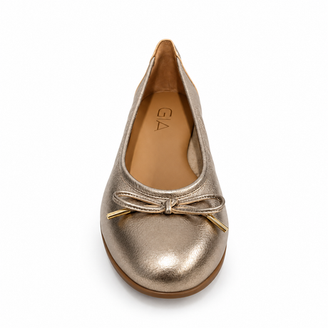 GIA Metallic Champagne Bow Leather Pump front view