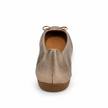 GIA Metallic Champagne Bow Leather Pump rear view