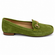 GIA Leather Horsebit Loafer in Green, side view