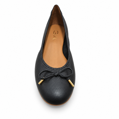 GIA Leather Bow Pump in Black, front view